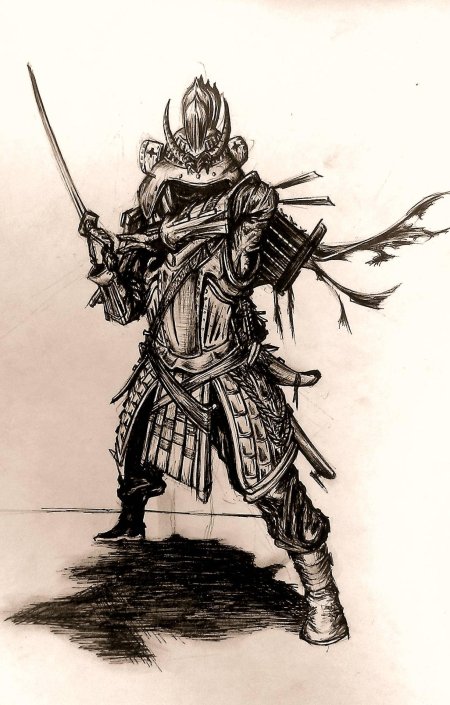 Тату самурай эскиз