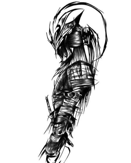 Эскиз тату самурай
