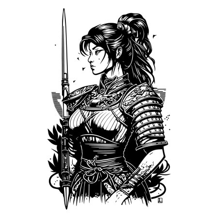 Рисунок самурай девушка