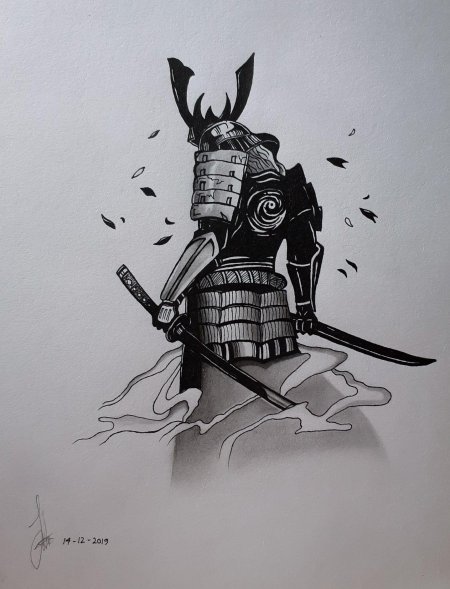 Эскиз тату самурай