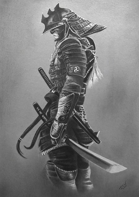 Эскиз тату самурай