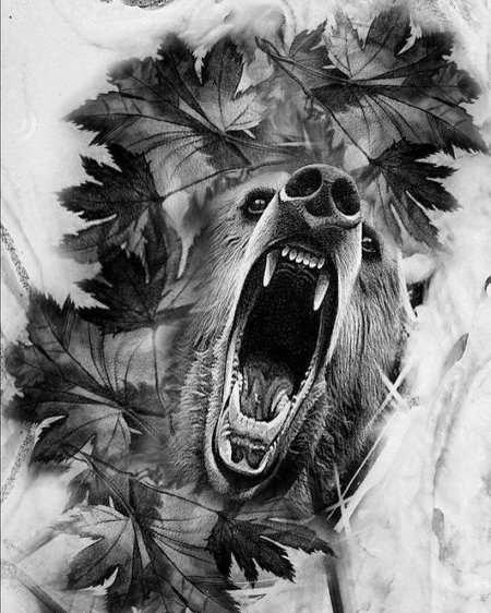 Эскиз тату медведь