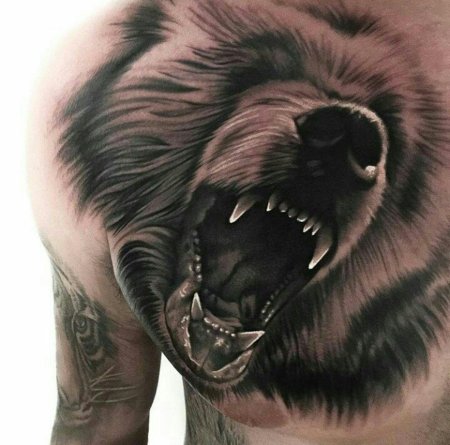 Тату медведь оскал