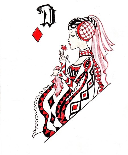 Игральные карты дама червей