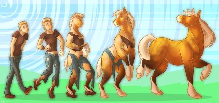 Девушка превращается в лошадь