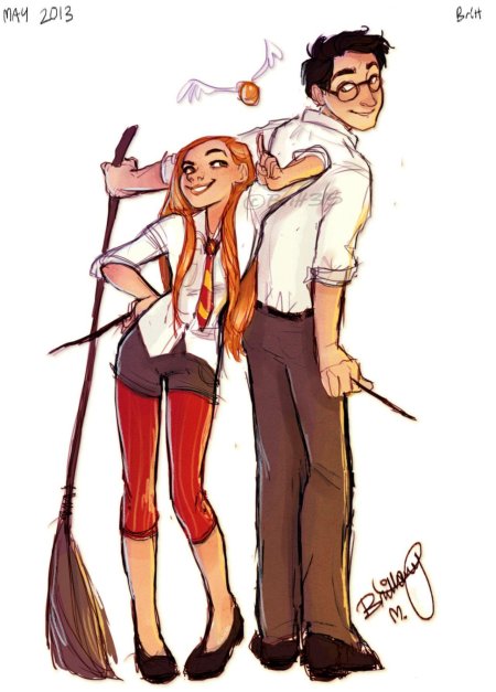 Гарри поттер рон и гермиона арт