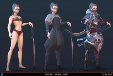 Девушка самурай концепт арт