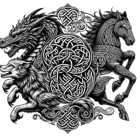 Кельтская вязь волк