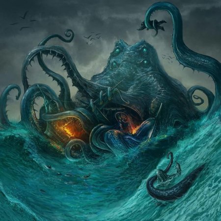 Гигантский осьминог кракен. морское чудовище.
