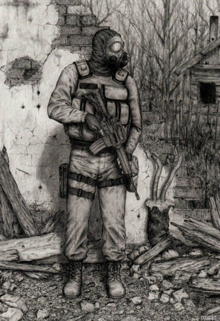 Сталкер монолитовец арт карандашом