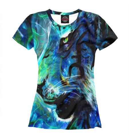 Футболка с принтом синий тигр