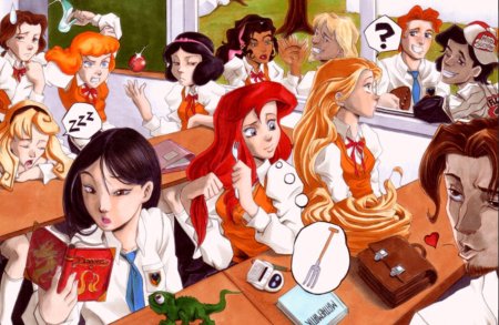 Принцессы диснея в школе