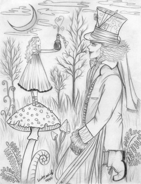 Рисунок по книге алиса в стране чудес