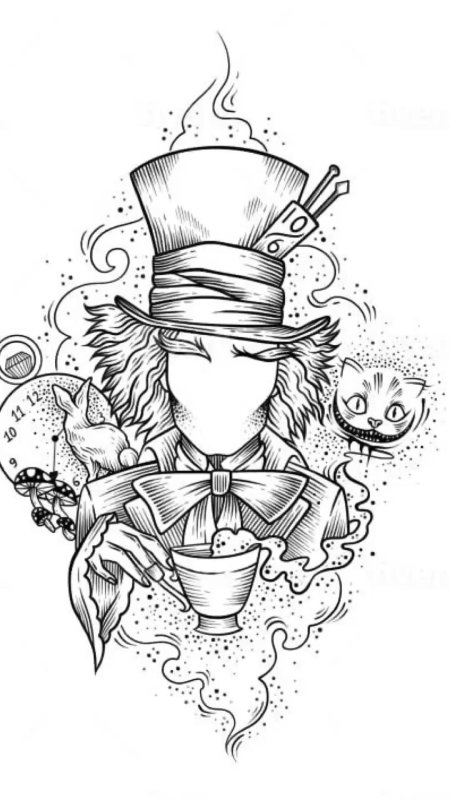 Шляпник алиса в стране чудес тату