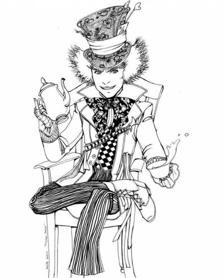 Шляпник алиса в стране чудес рисунок