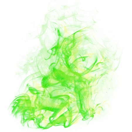 Зеленый дым на прозрачном фоне