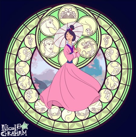 Витраж принцессы дисней мулан