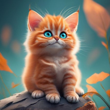 Рыжий котенок с зелеными глазами