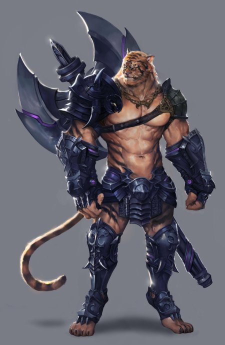 Арт фэнтези зверолюд воин лев