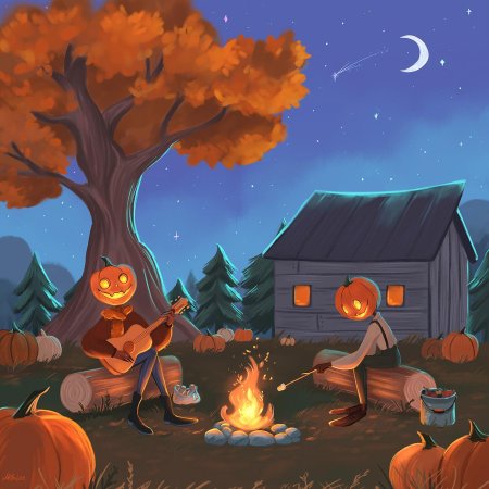 Тыквенное поле арт хэллоуин