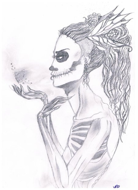 Скелет рисунок карандашом