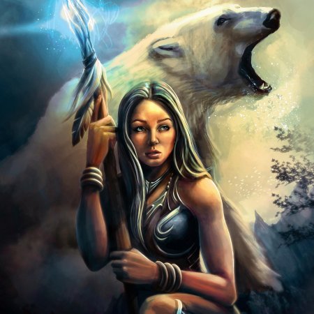 Медведь и девушка фэнтези