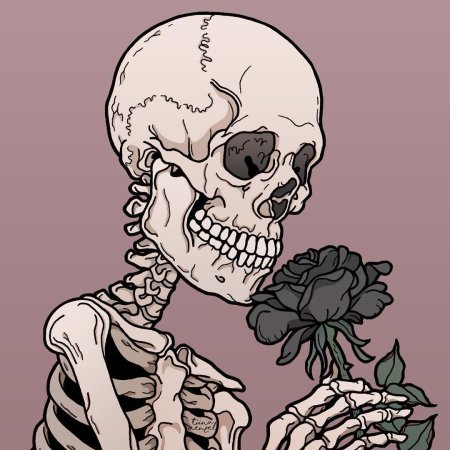 Скелет с цветами