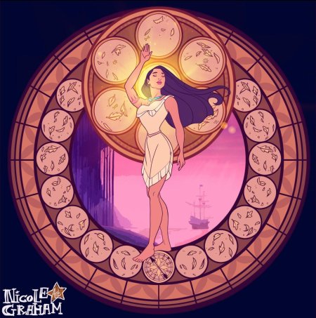 Диснеевские принцессы витраж