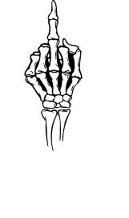 Скелет показывает средний палец