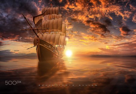 Корабли на закате