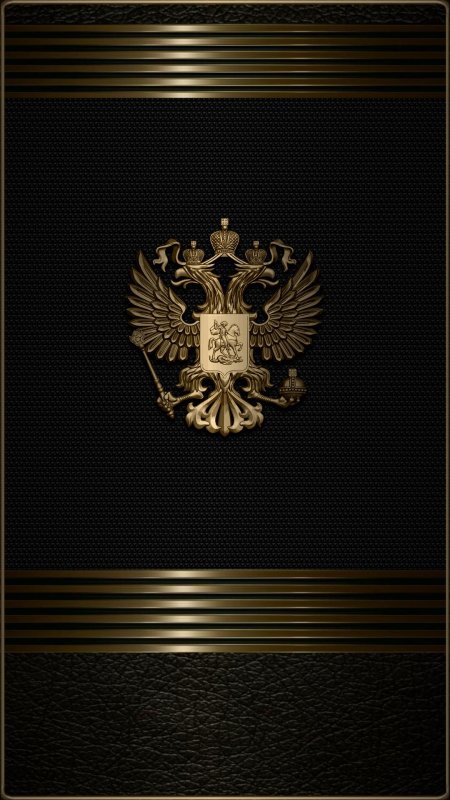 Золотой герб россии на черном фоне