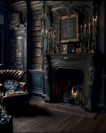 Викторианская готика интерьер библиотека