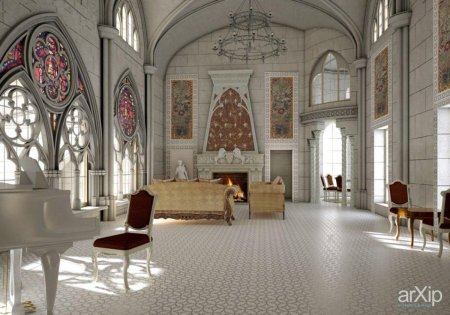 Неоготический стиль замок интерьер