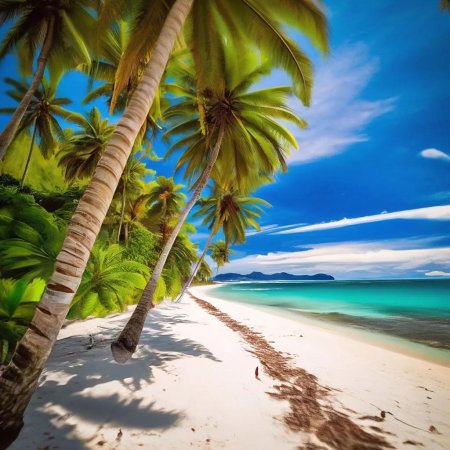 Пляж с пальмами