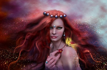 Рыжая девушка фэнтези