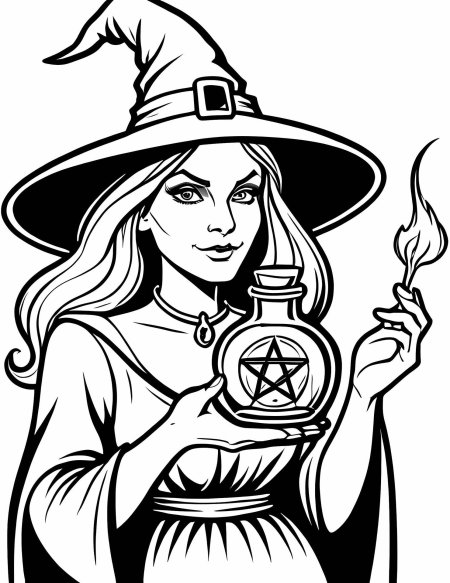 Ведьма раскраска для детей