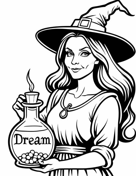 Ведьма раскраска