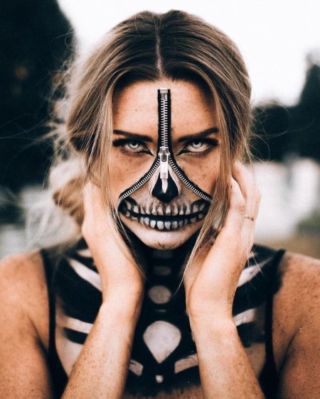 Скелет макияж на хэллоуин