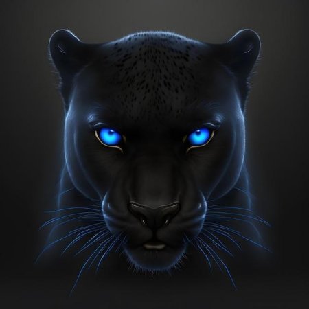 Черная пантера с голубыми глазами
