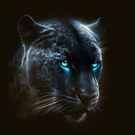 Черная пантера с голубыми глазами