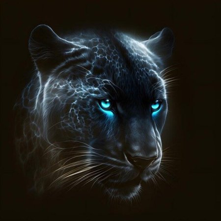 Черная пантера с голубыми глазами