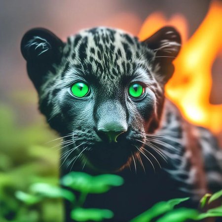 Леопард с зелеными глазами