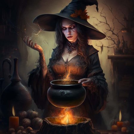 Ведьма варит зелье
