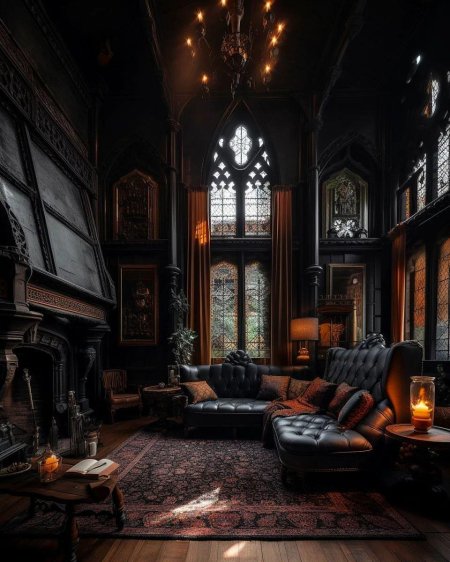 Викторианская готика интерьер библиотека