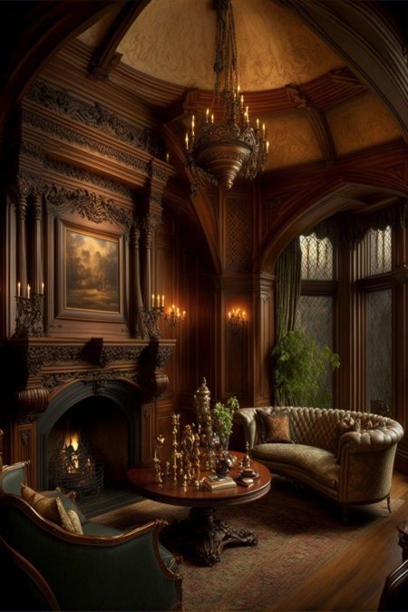 Викторианская готика интерьер темный