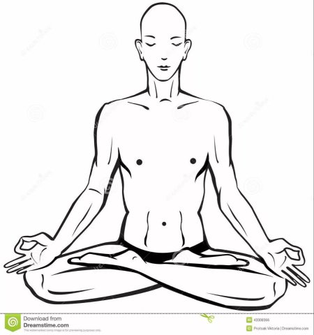 Человек сидит в позе лотоса