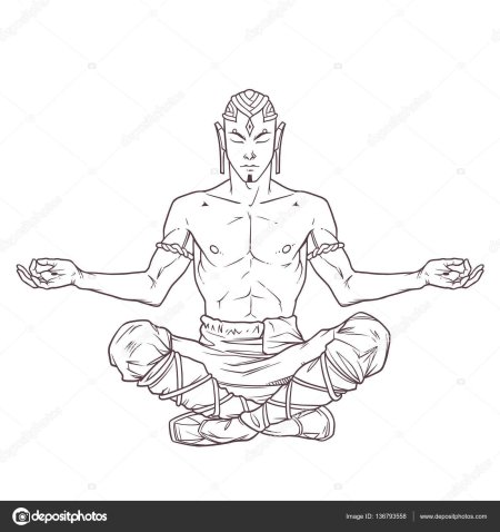 Мужчина в позе лотоса