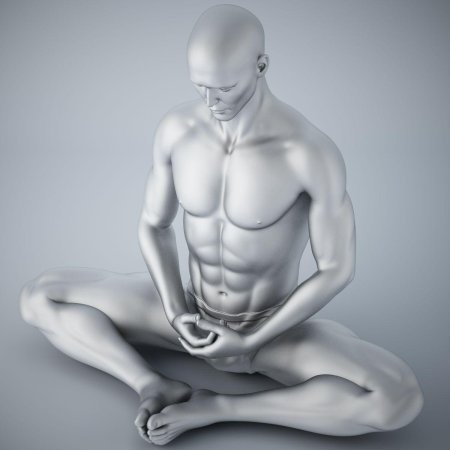 Мужчина в позе лотоса