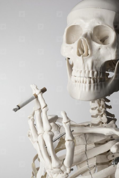 Skeleton with cigarette