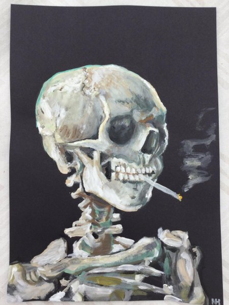 Ван гог скелет с сигаретой